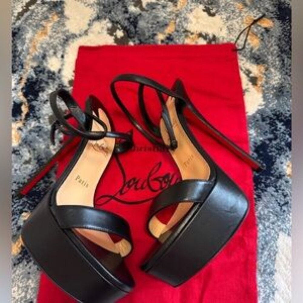 Christian Louboutin Loubi Queen Black Platform Heels sandals